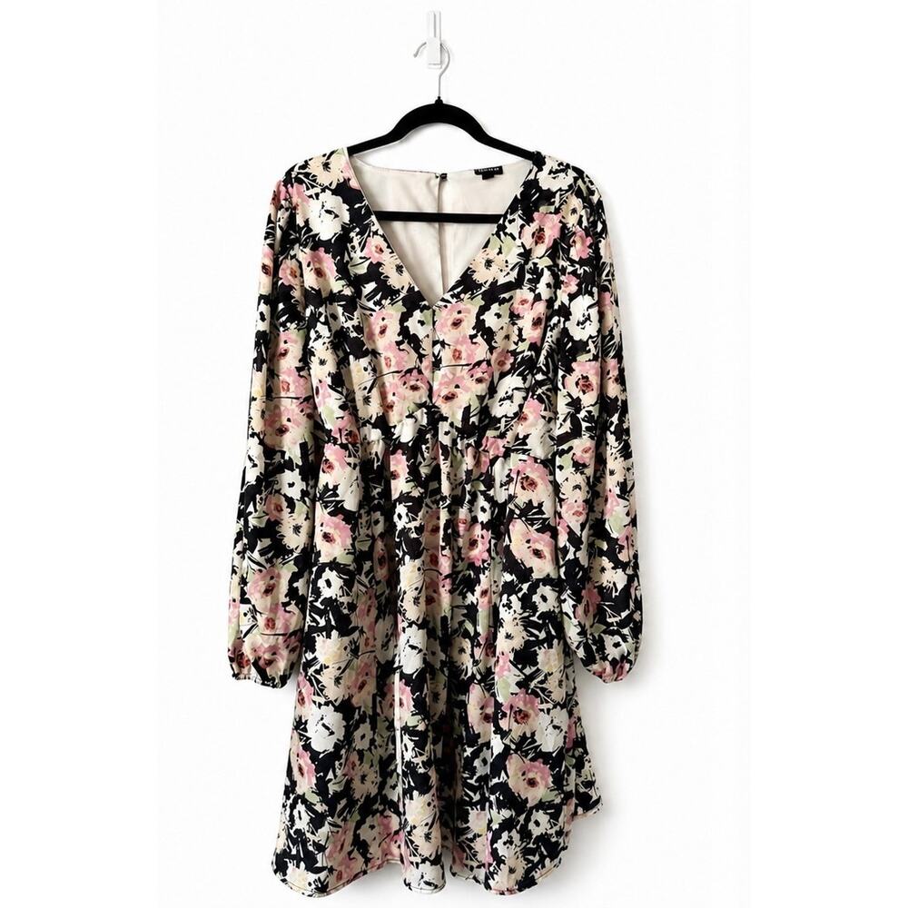 Talbots Floral Knit Sheath Dress Small Navy Pink Green 3/4 Sleeve